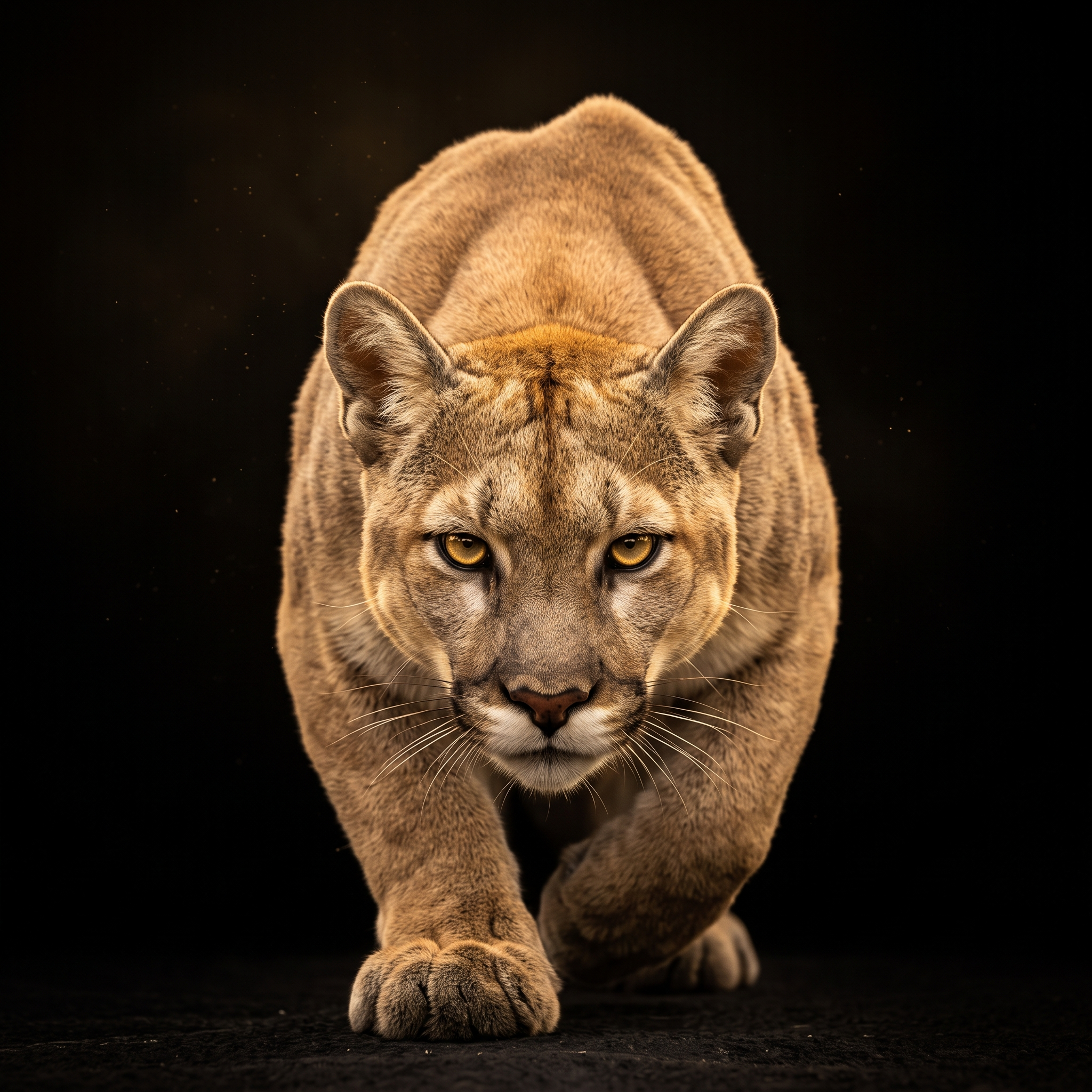 Agente Panther — puma dourada cibernética em posição de espreita